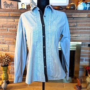 Black and white pinstripe no wrinkle Foxcroft blouse